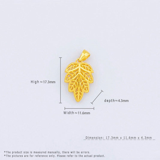 24K Pure Gold Pendant - Beautiful leaf