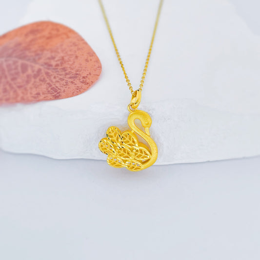 24K Pure gold pendant- swan