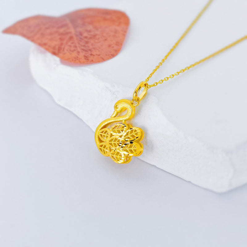 24K Pure gold pendant- swan