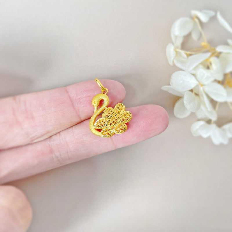 24K Pure gold pendant- swan