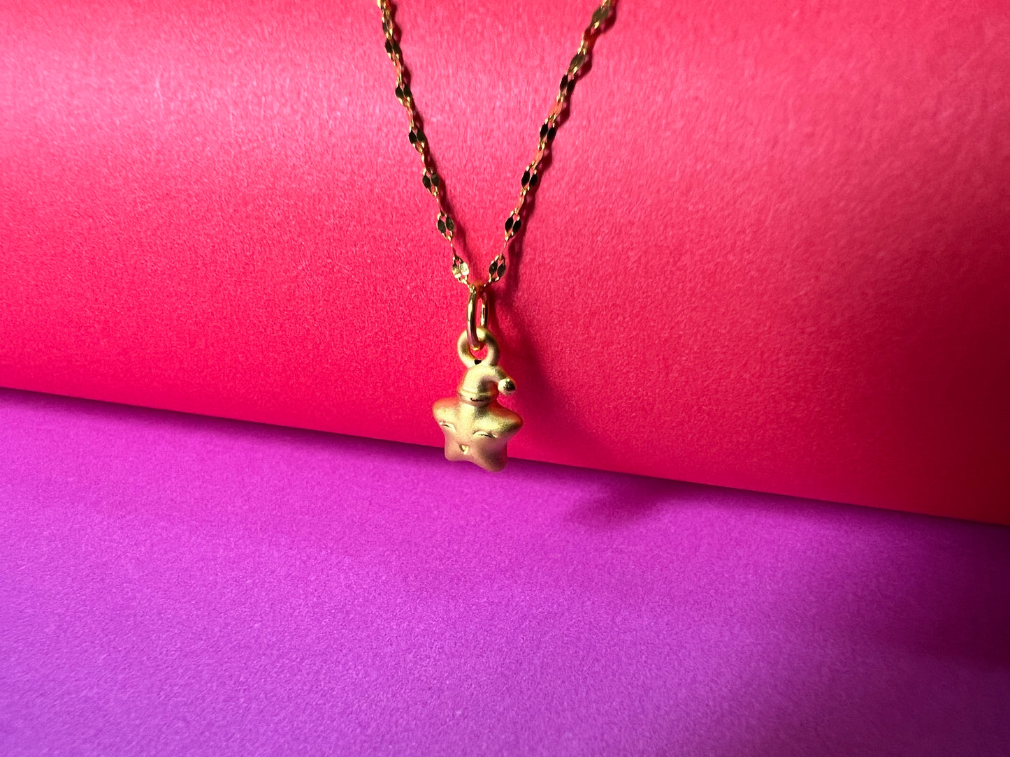 24K Pure Gold Pendant - Smiling Star