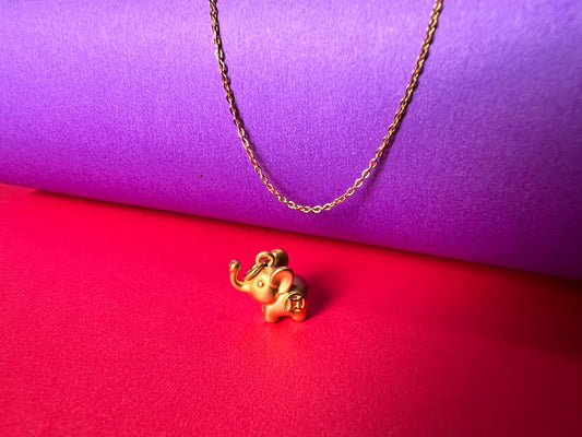 24K Pure Gold Pendant- Elephant