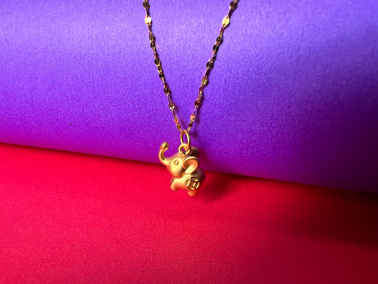 24K Pure Gold Pendant- Elephant