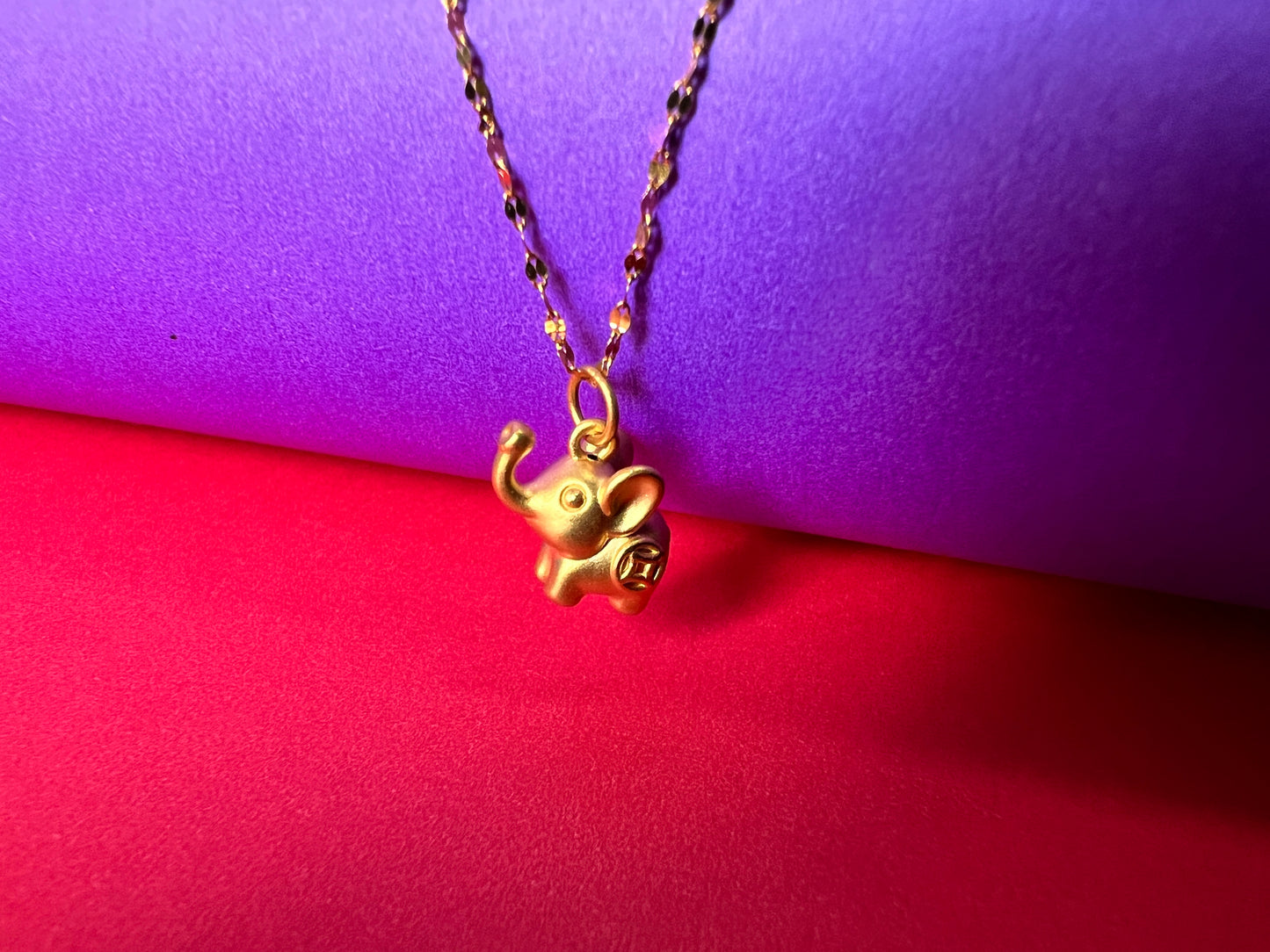 24K Pure Gold Pendant- Elephant