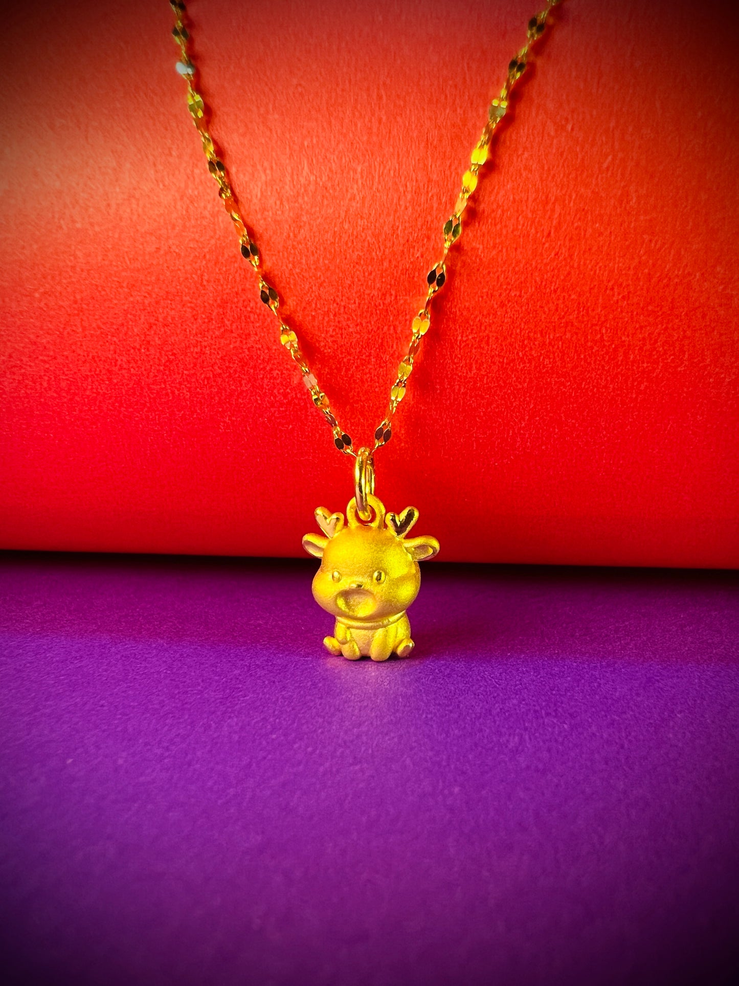 24K Pure Gold Pendant - Happy Rudolph