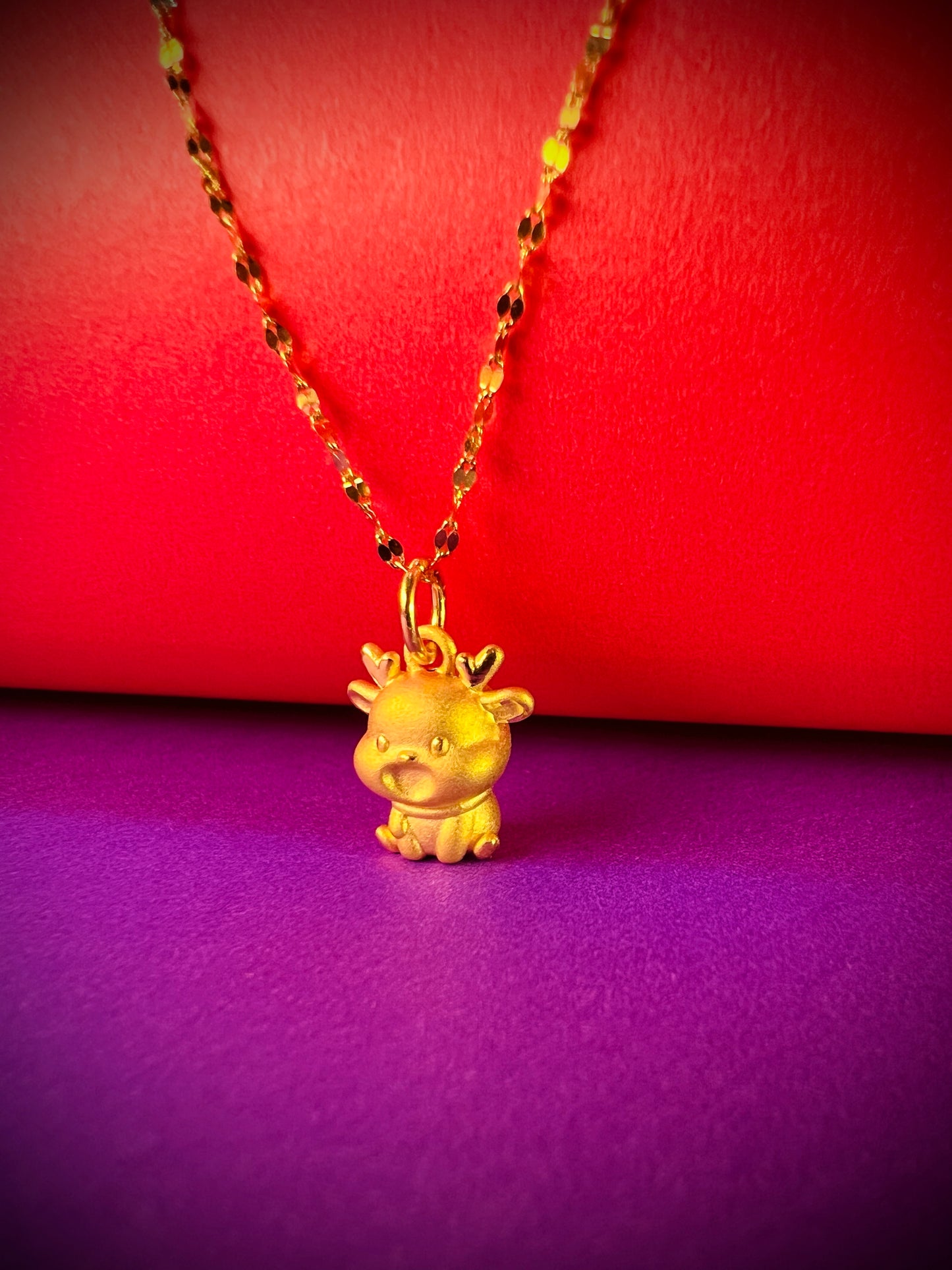 24K Pure Gold Pendant - Happy Rudolph