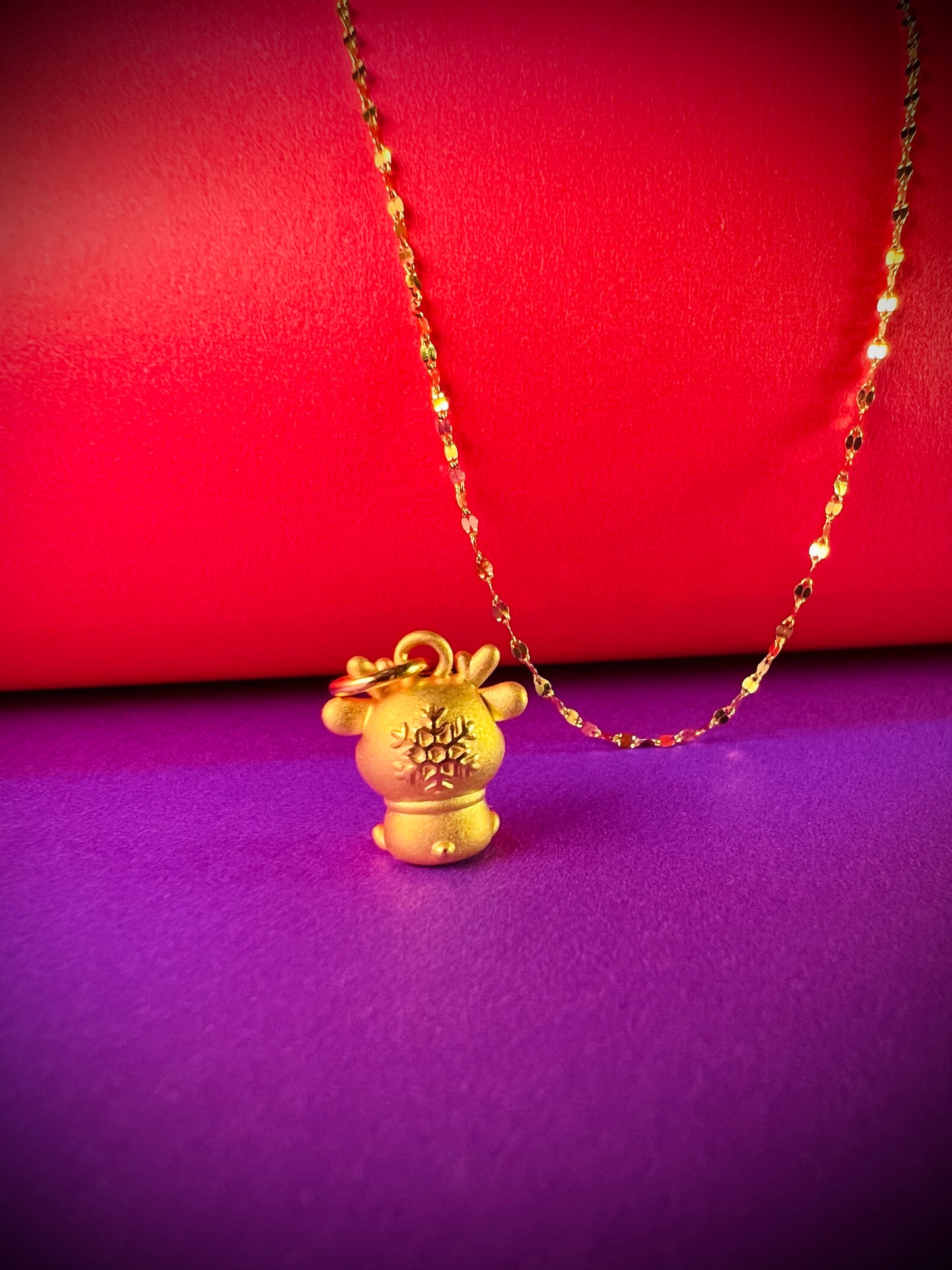 24K Pure Gold Pendant - Happy Rudolph