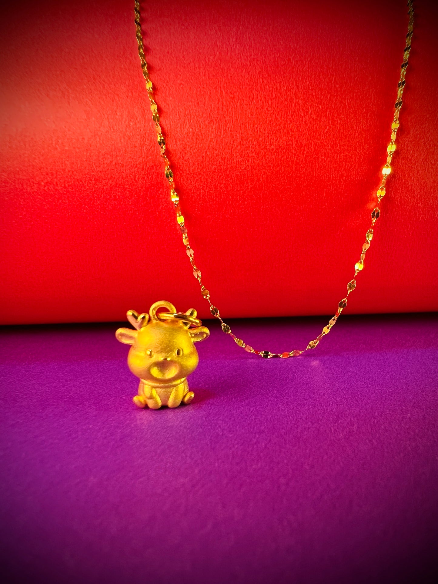 24K Pure Gold Pendant - Happy Rudolph