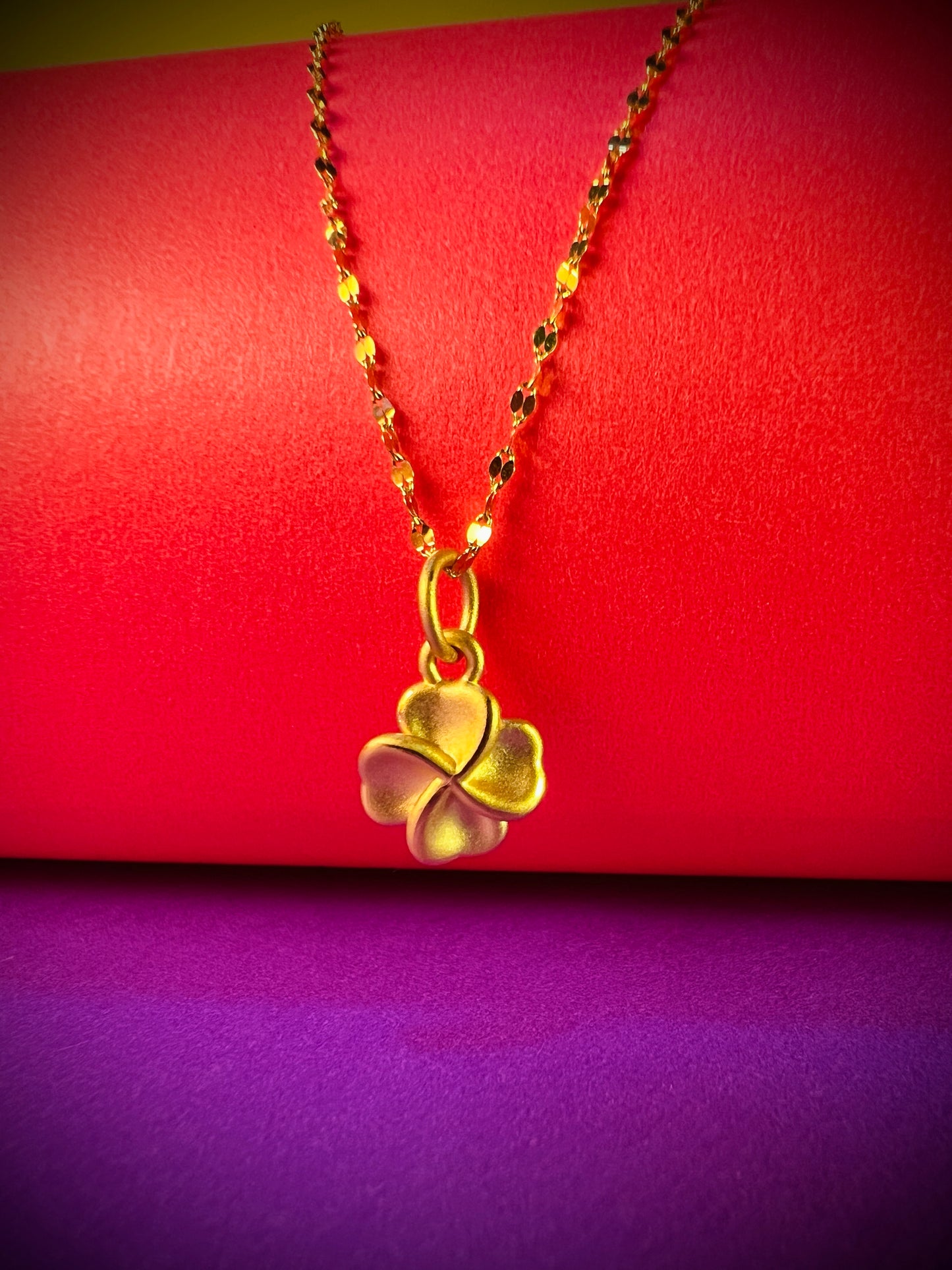 24K Pure Gold Pendant - Lucky Clover