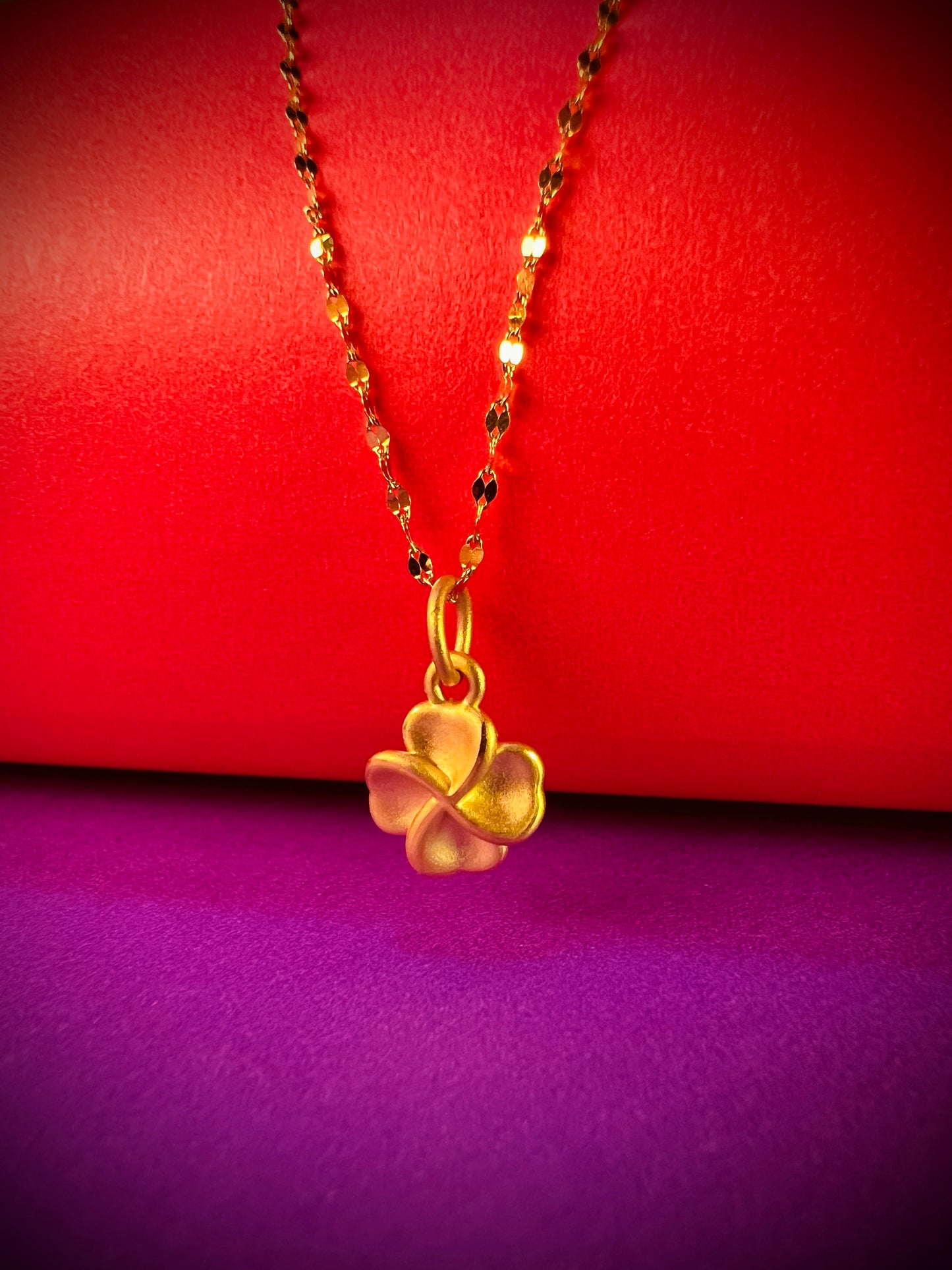 24K Pure Gold Pendant - Lucky Clover