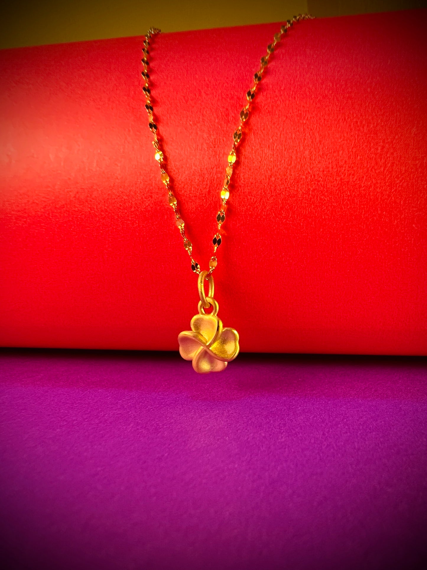 24K Pure Gold Pendant - Lucky Clover