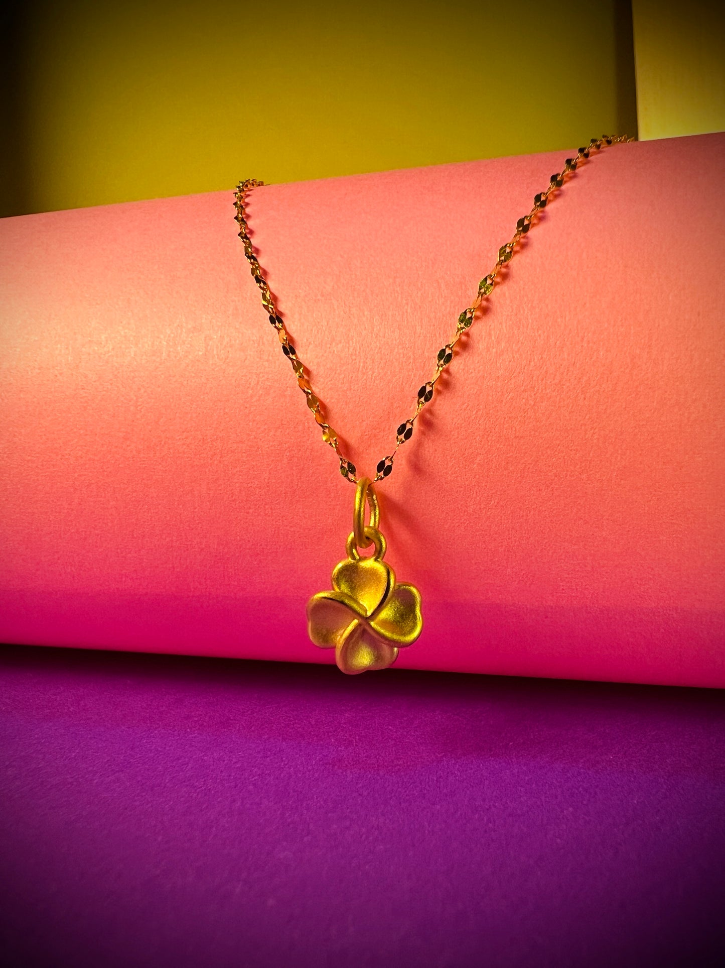 24K Pure Gold Pendant - Lucky Clover