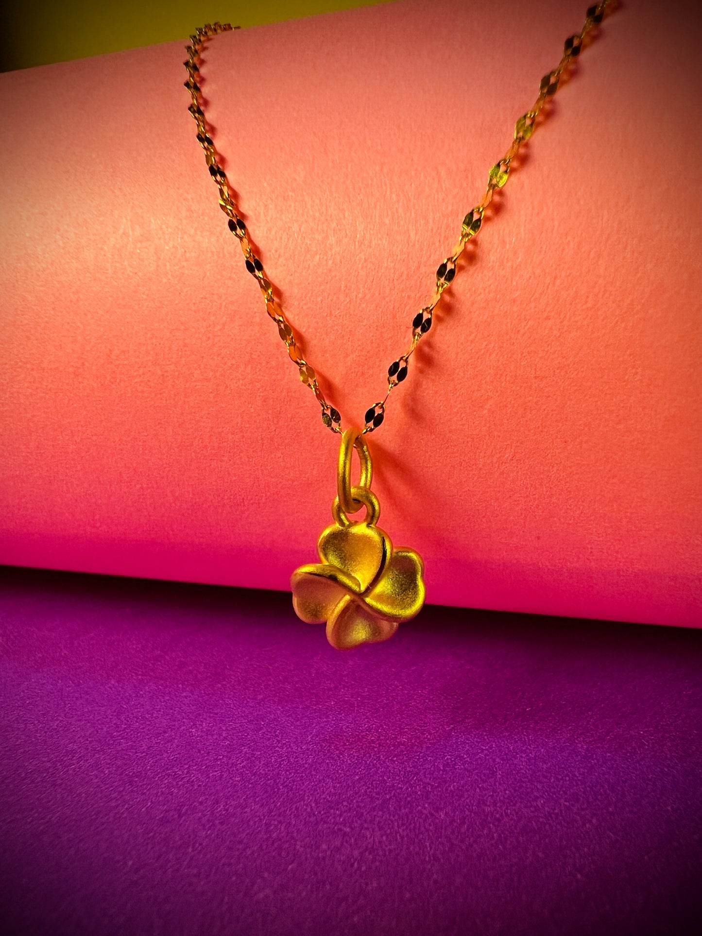 24K Pure Gold Pendant - Lucky Clover