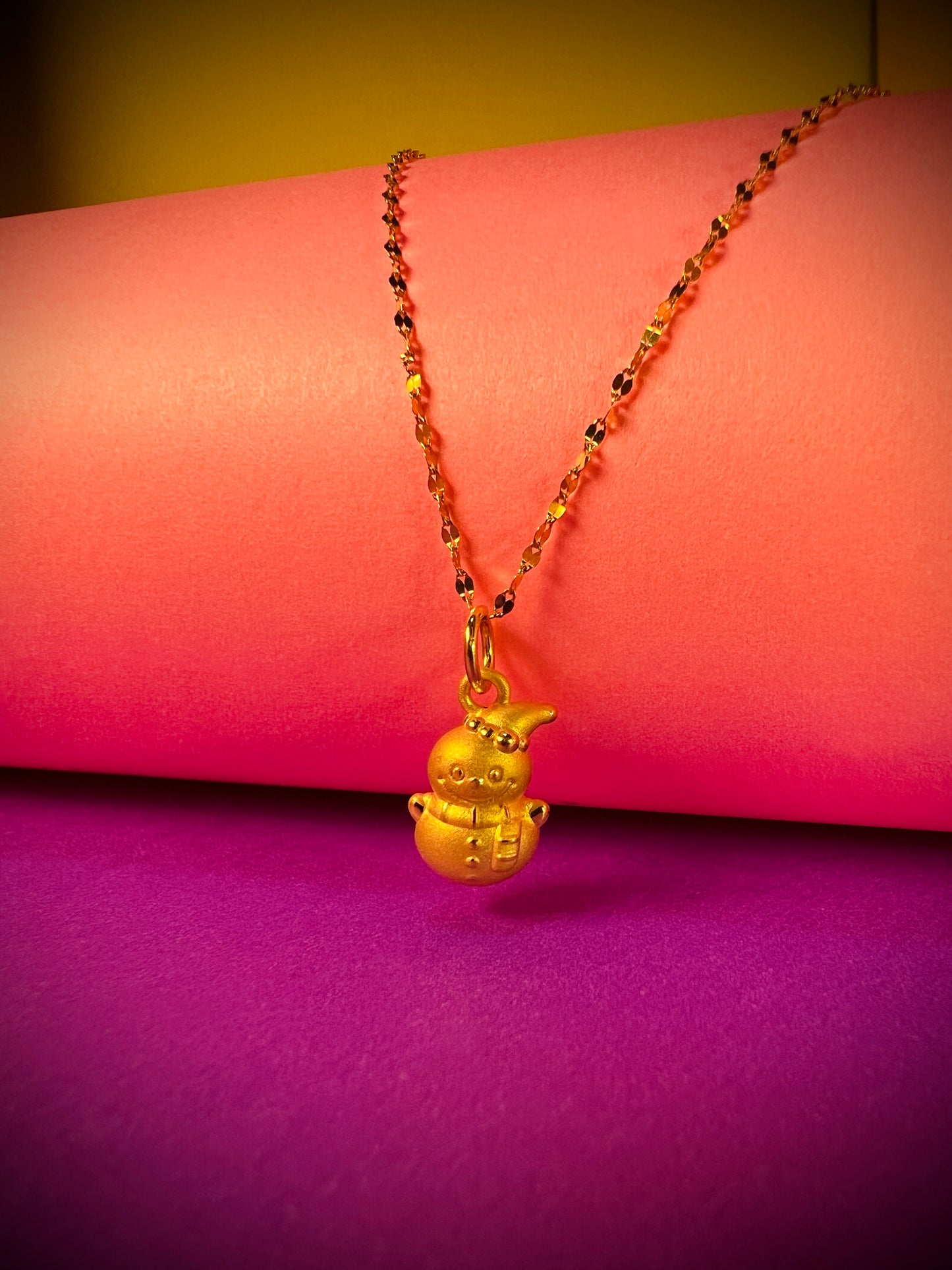 24K Pure Gold Pendant- Snowman