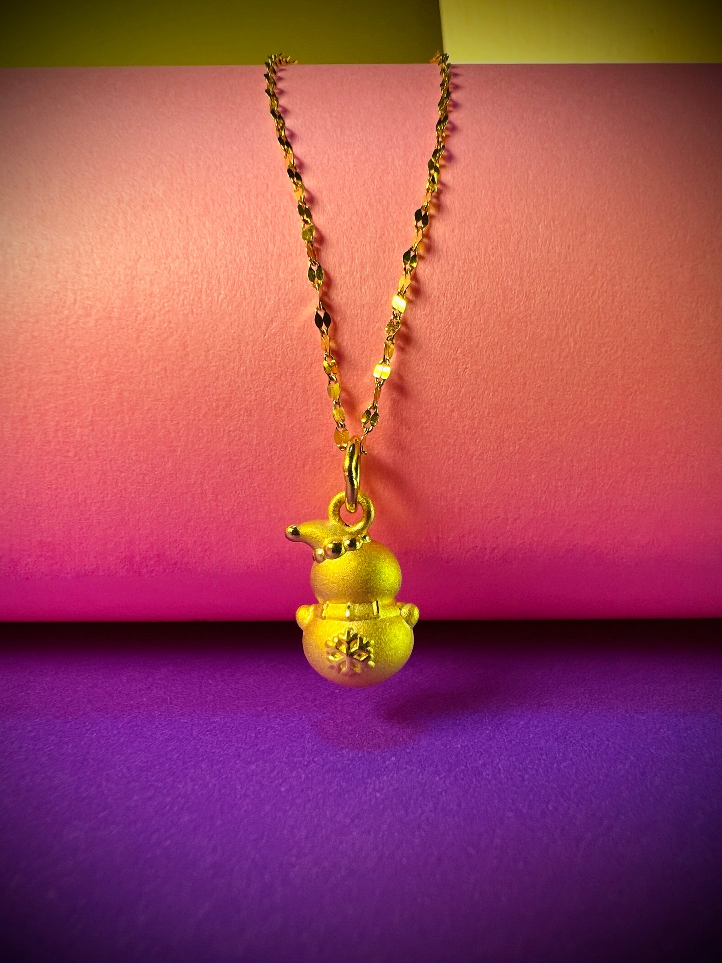 24K Pure Gold Pendant- Snowman