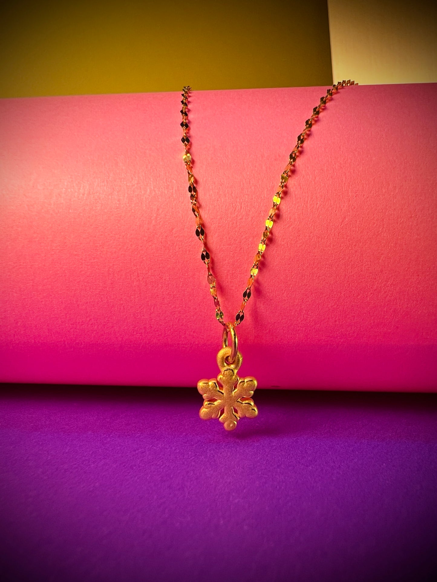 24K Pure Gold Pendant - Snowflake