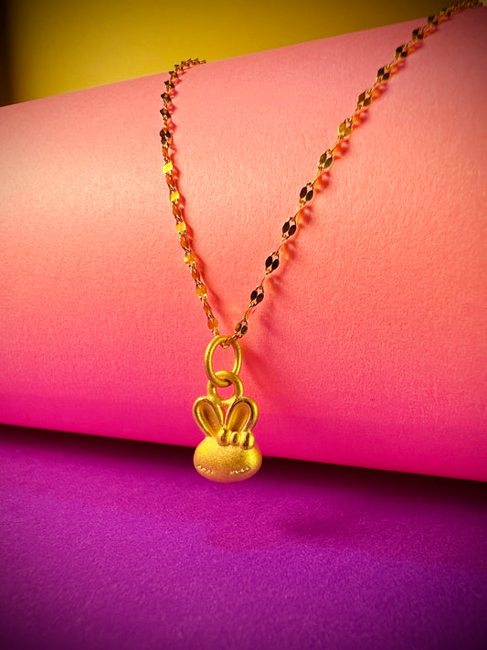 24K Pure Gold Pendant - Bunny Beauty