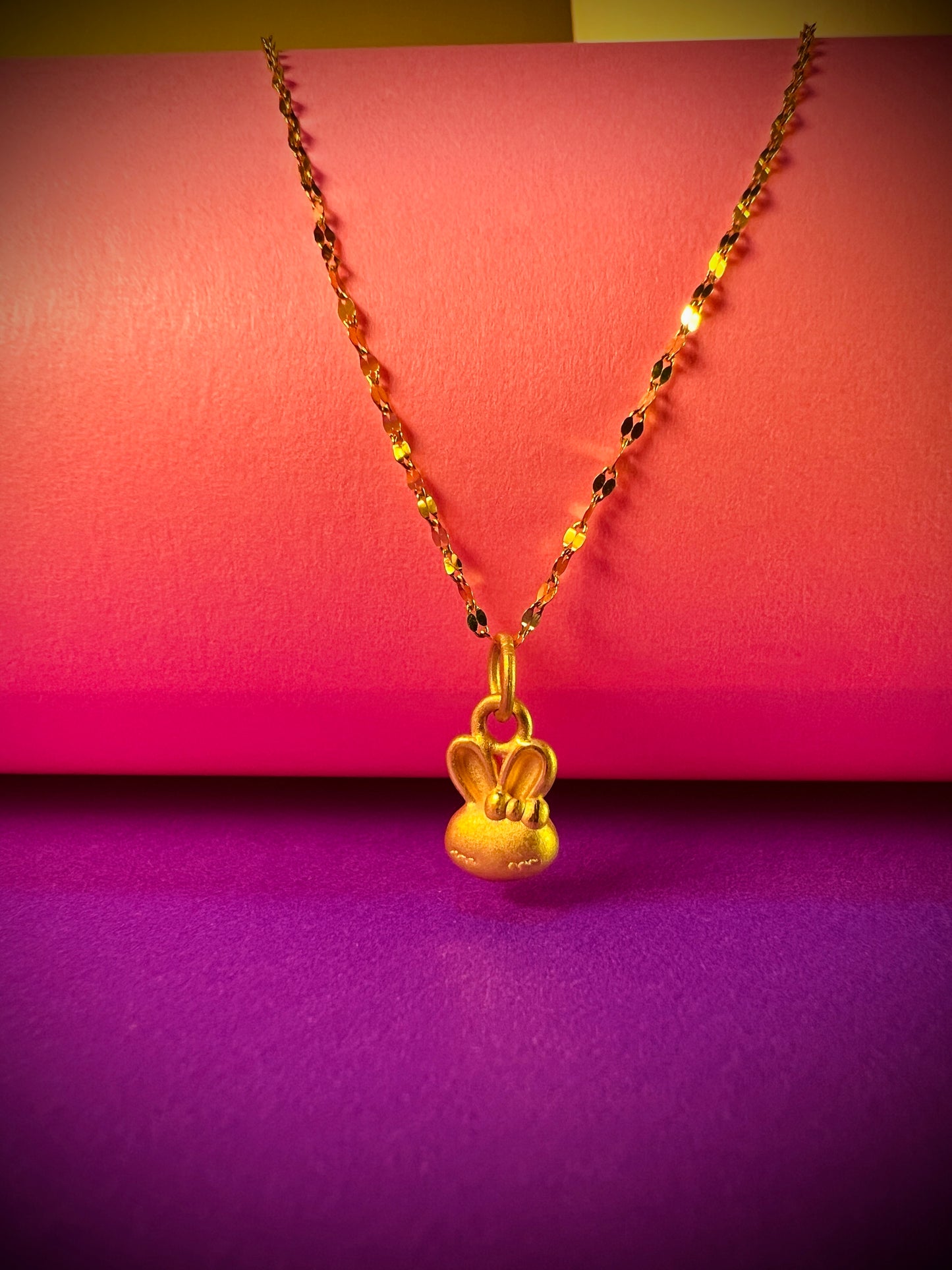 24K Pure Gold Pendant - Bunny Beauty