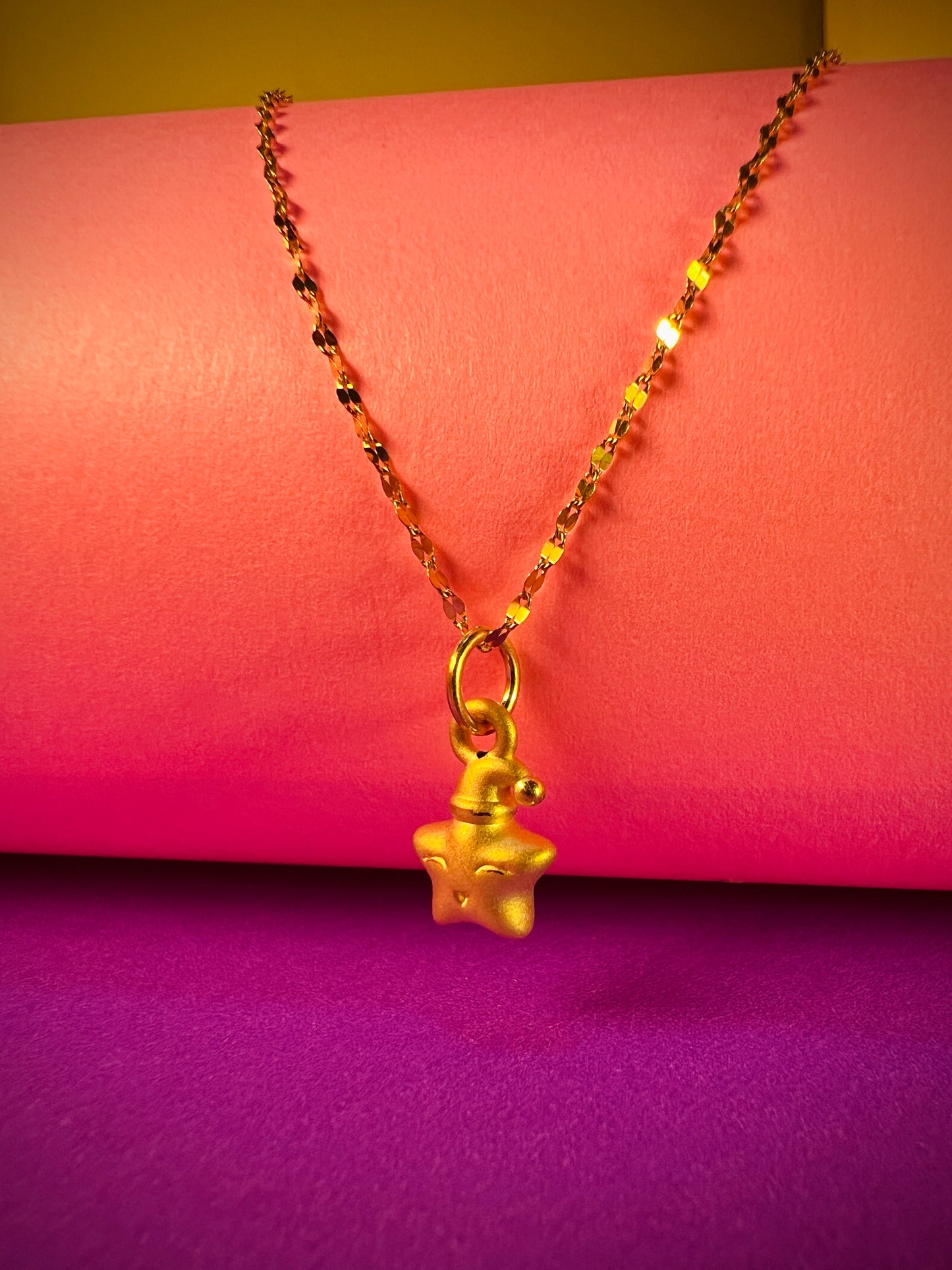 24K Pure Gold Pendant - Smiling Star