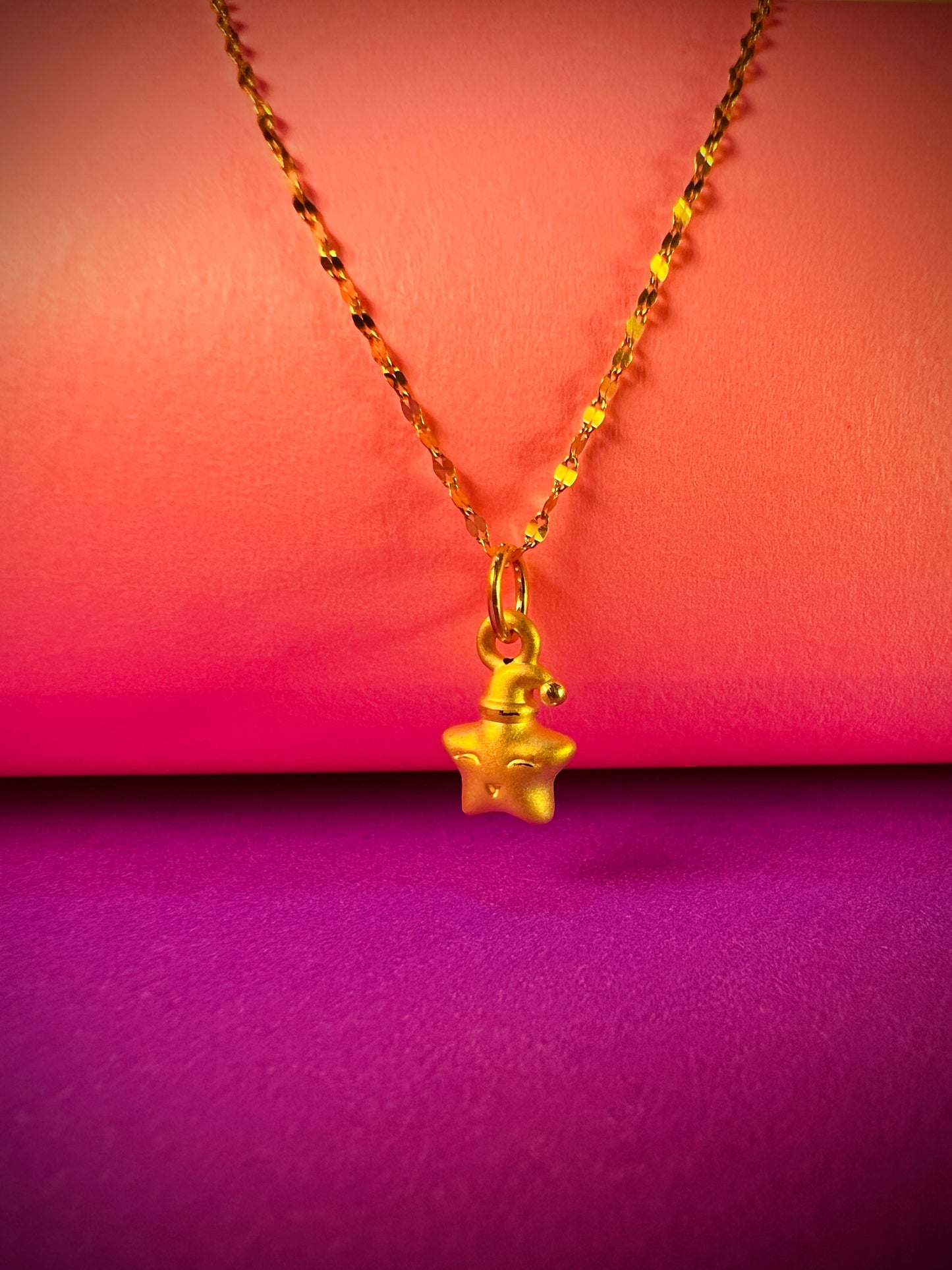 24K Pure Gold Pendant - Smiling Star