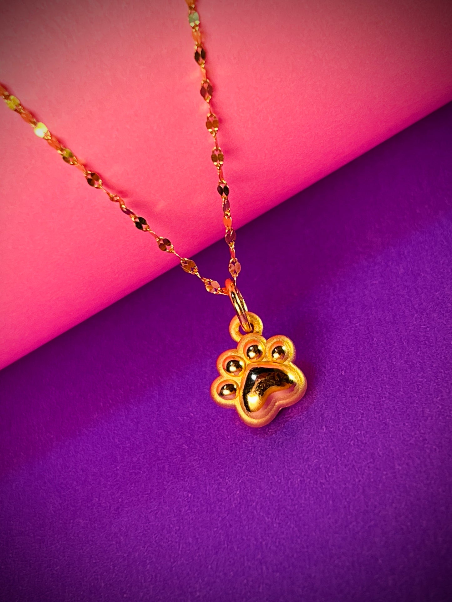 24K Pure Gold Pendant - Little paw