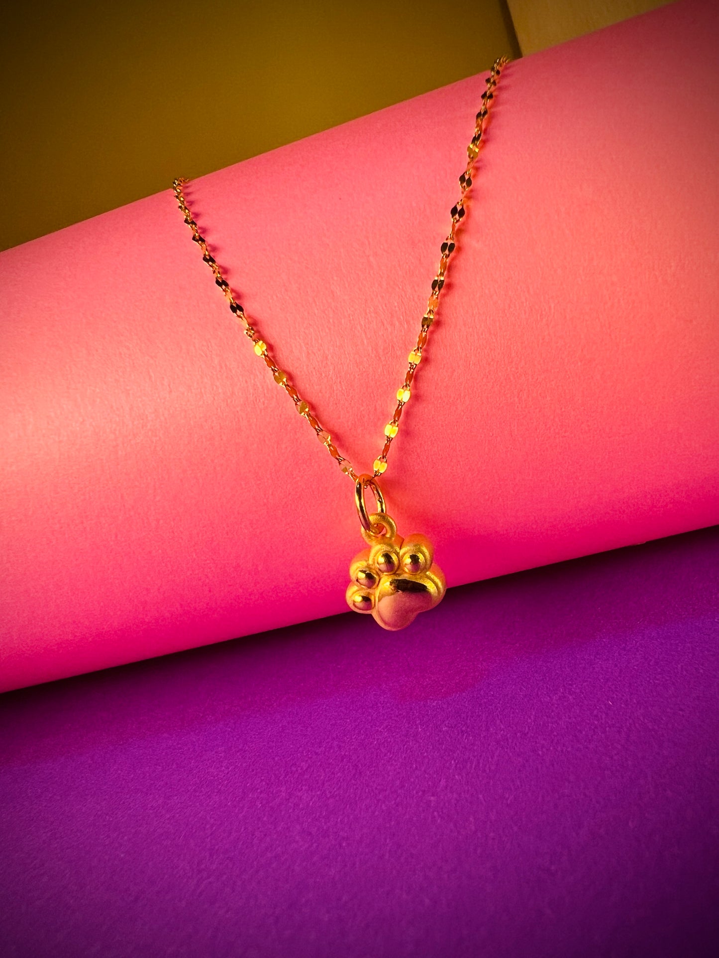 24K Pure Gold Pendant - Little paw