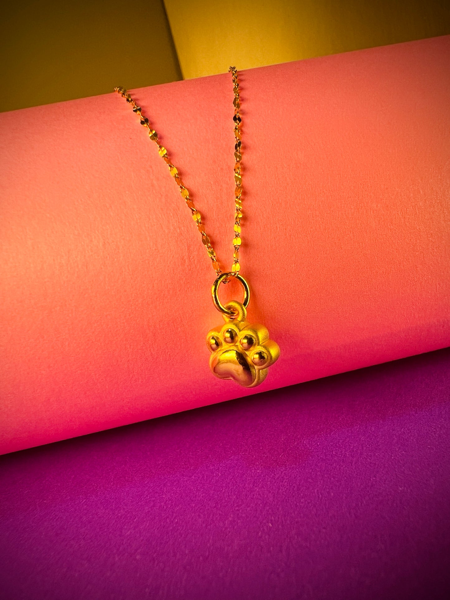 24K Pure Gold Pendant - Little paw