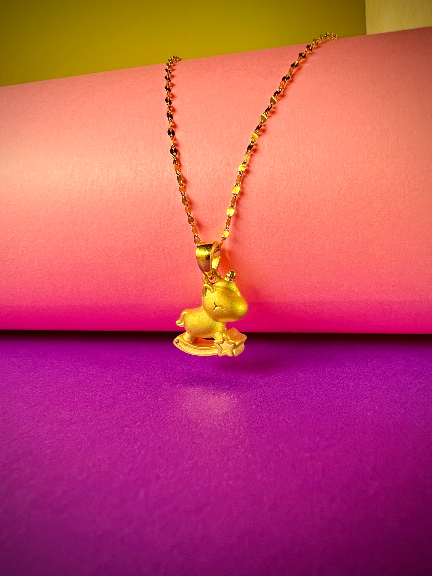 24K Pure Gold Pendant - Rocking Unicorn