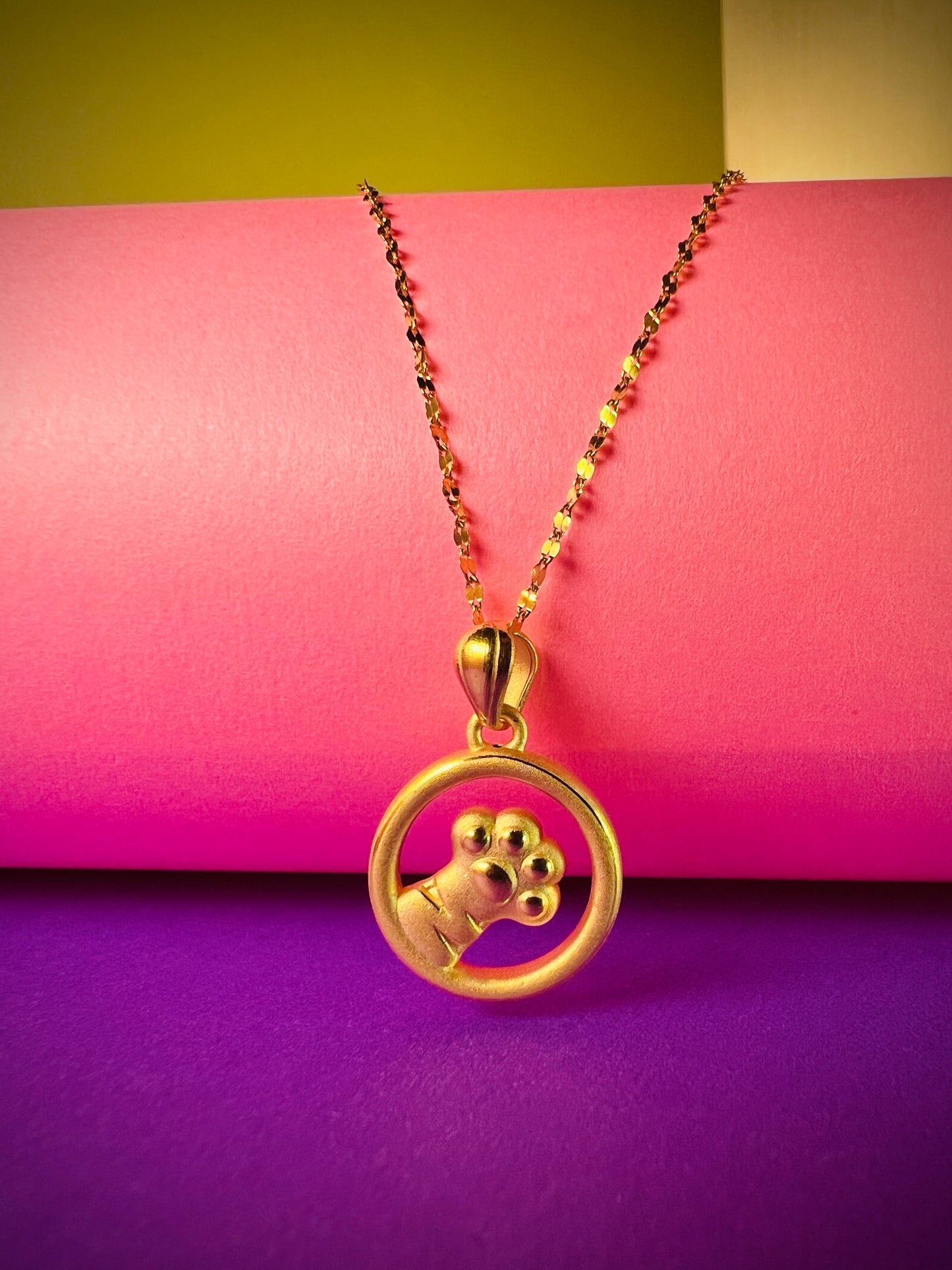 24K Pure Gold Pendant - Cat Paw