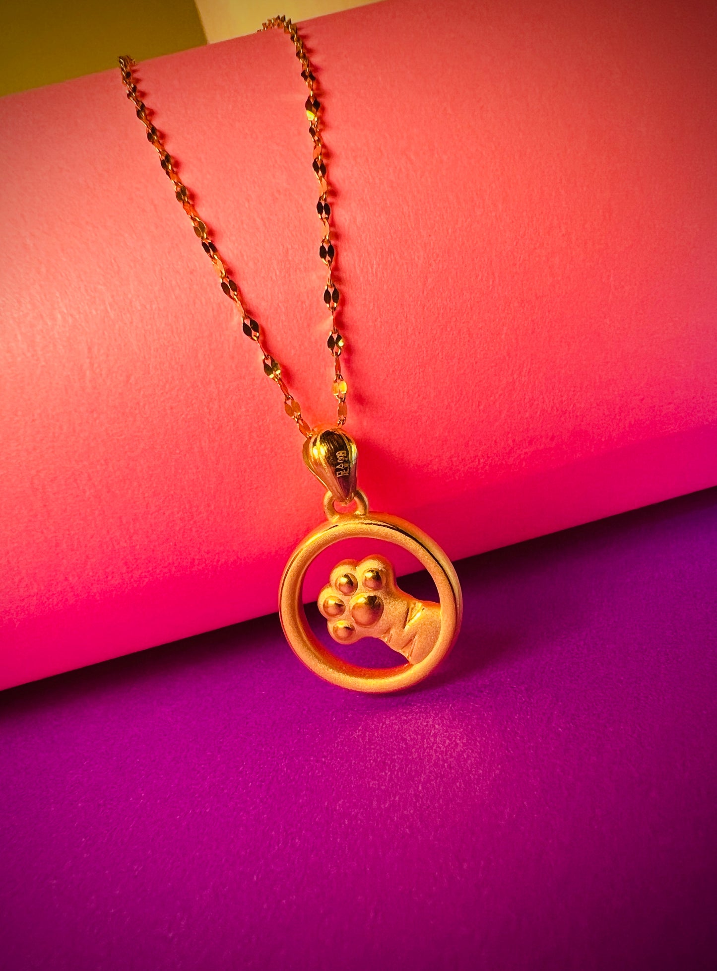 24K Pure Gold Pendant - Cat Paw