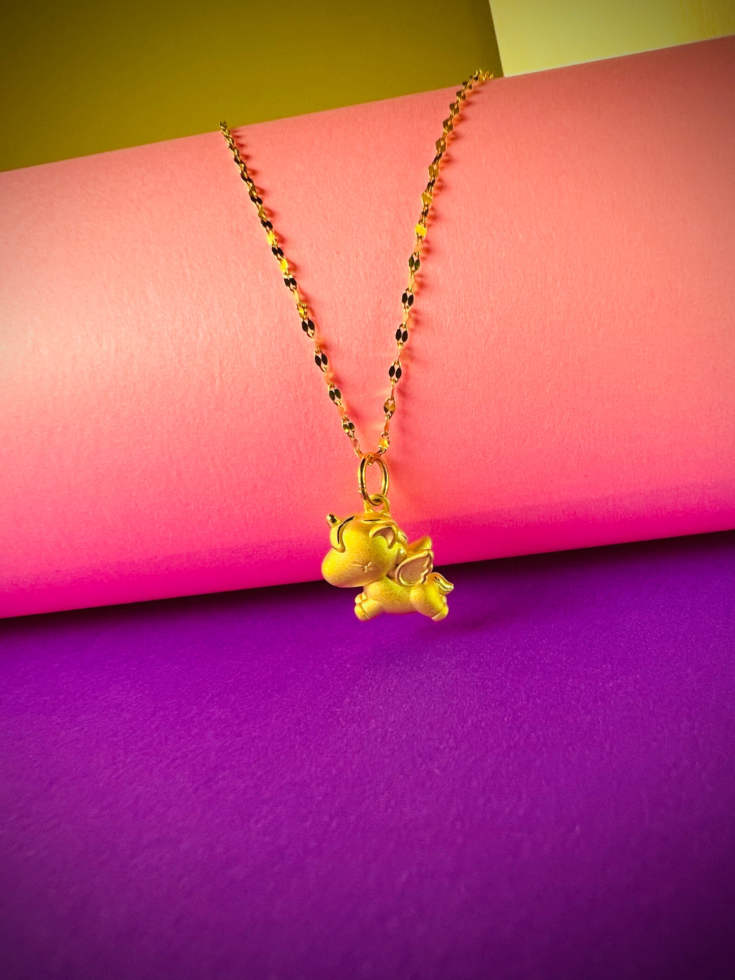 24K Pure Gold Pendant- Flying Unicorn