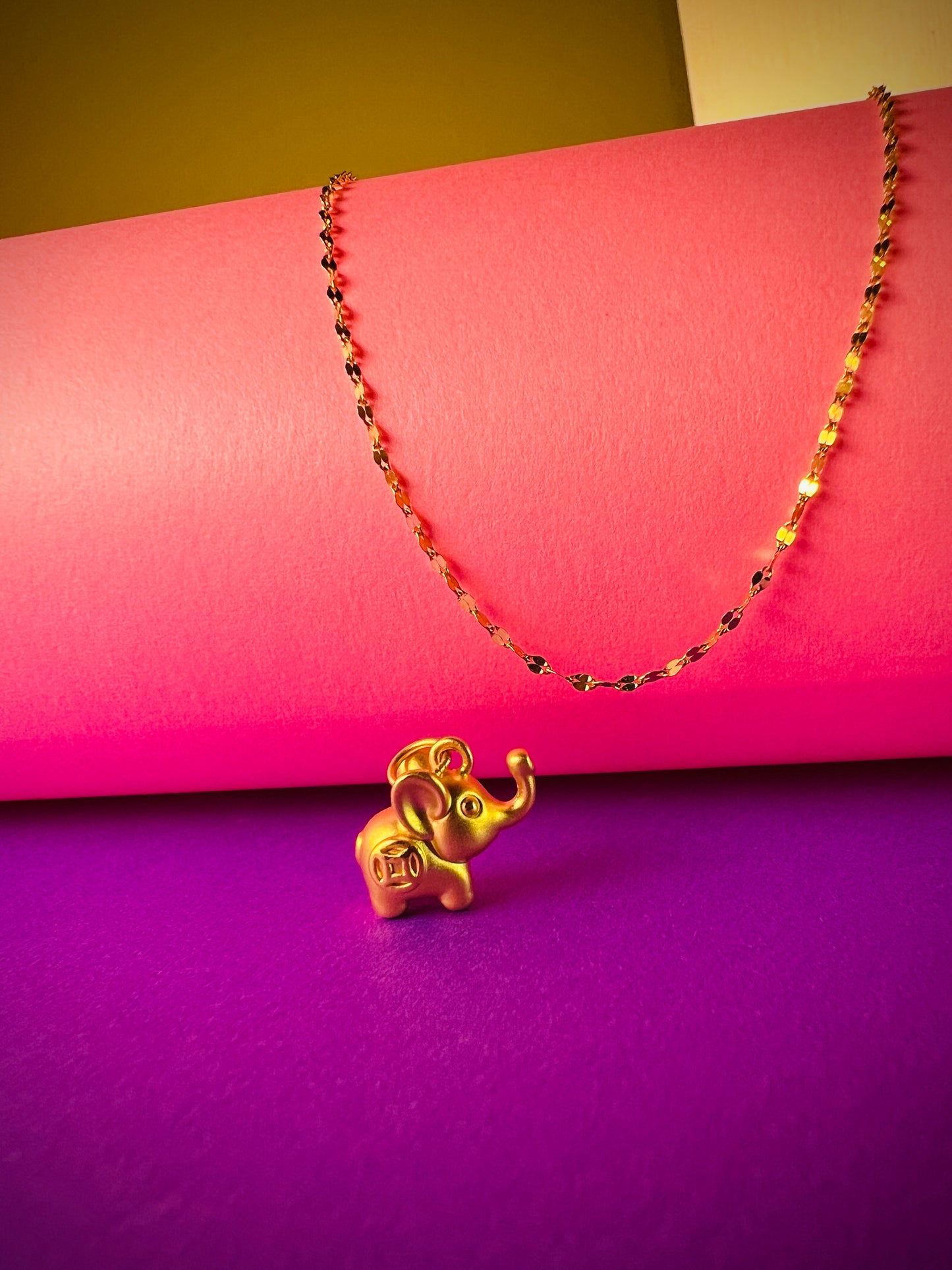 24K Pure Gold Pendant- Elephant