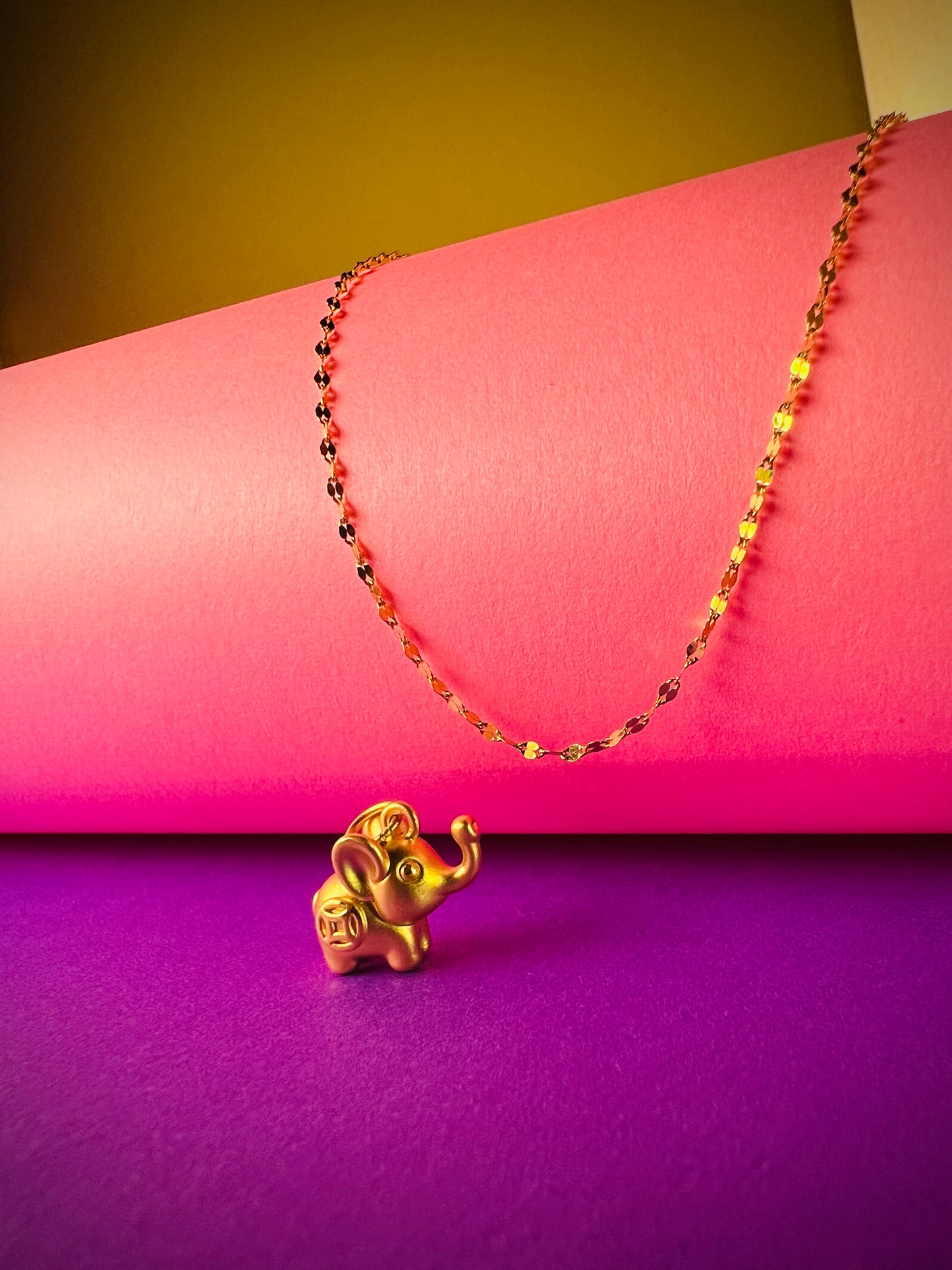 24K Pure Gold Pendant- Elephant