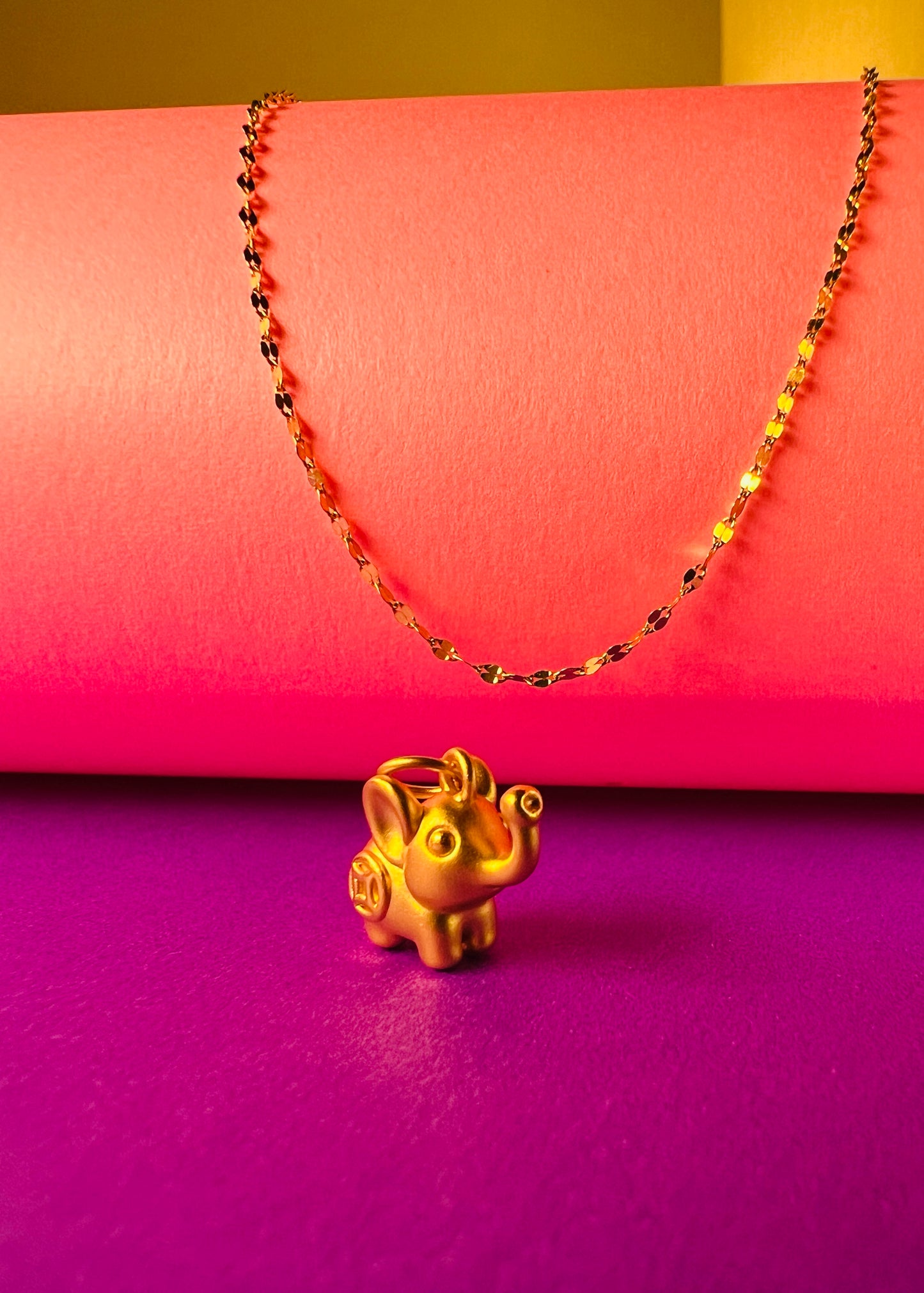 24K Pure Gold Pendant- Elephant