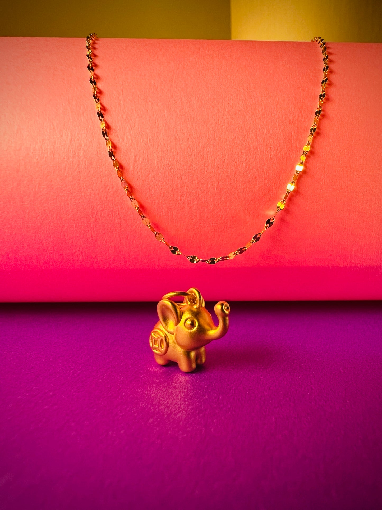 24K Pure Gold Pendant- Elephant