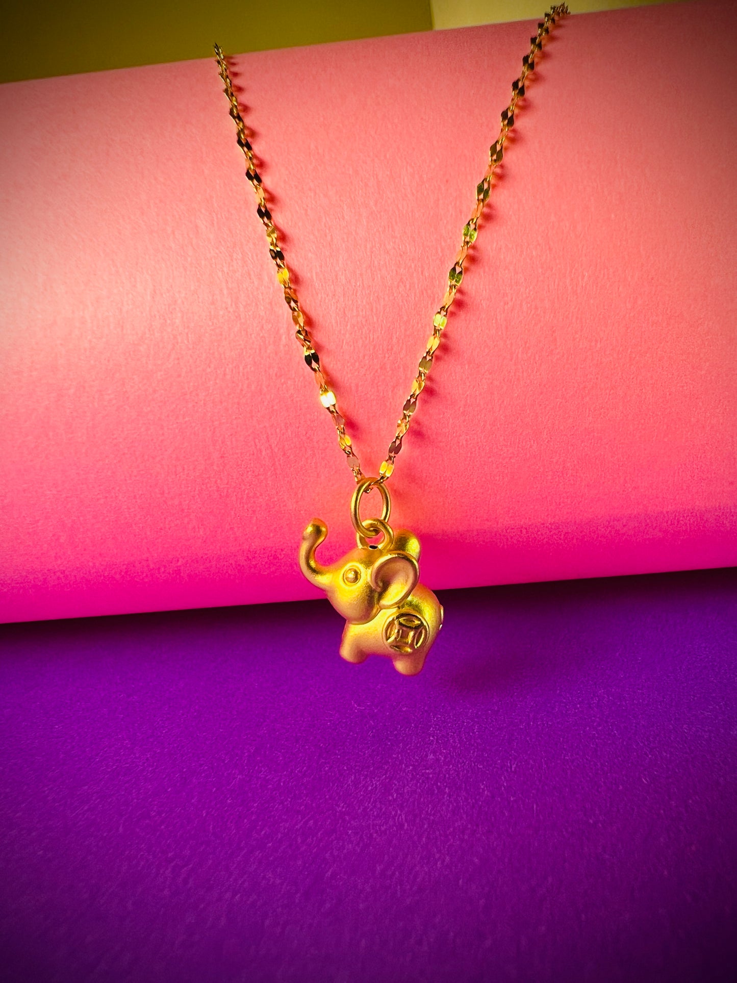 24K Pure Gold Pendant- Elephant