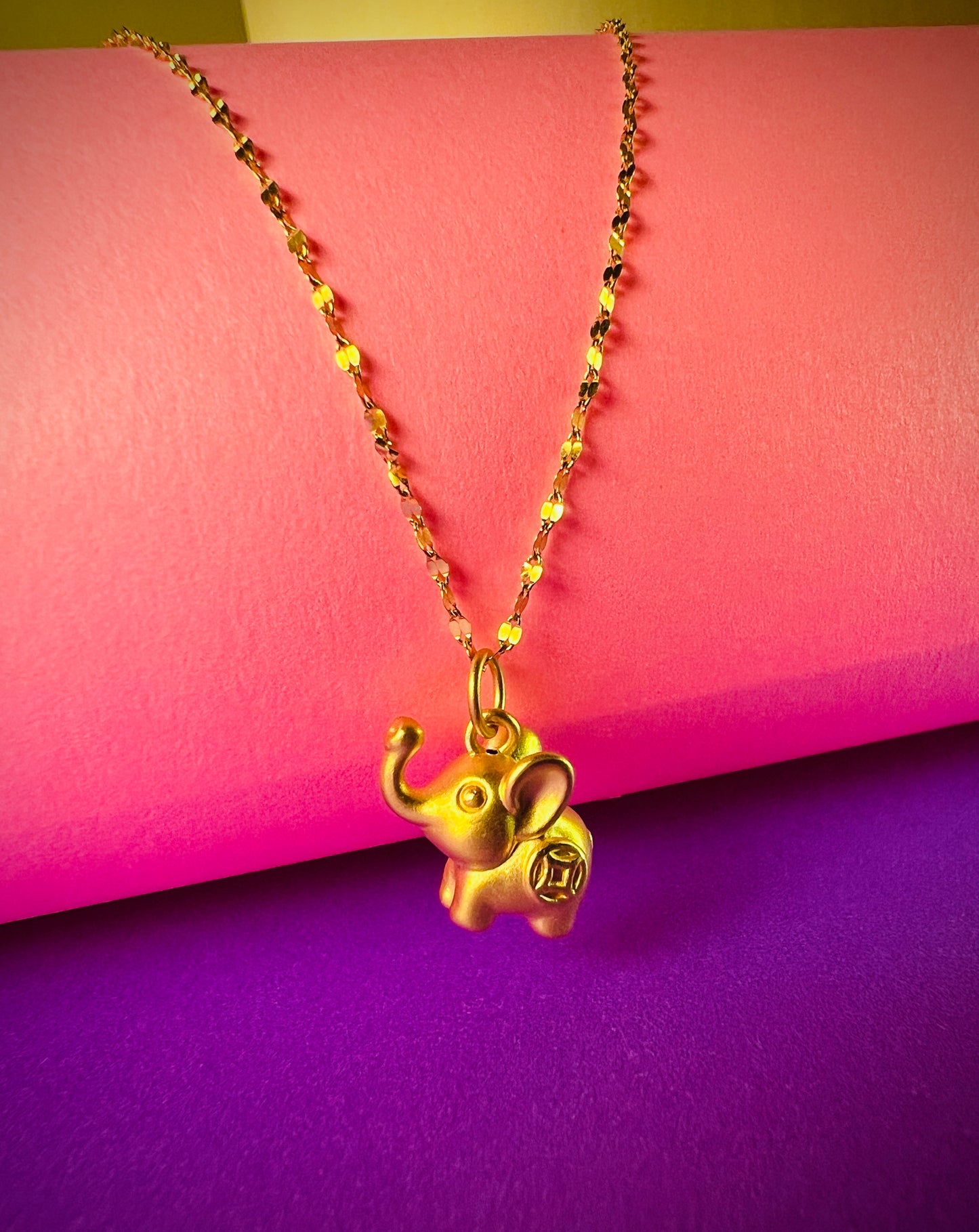 24K Pure Gold Pendant- Elephant